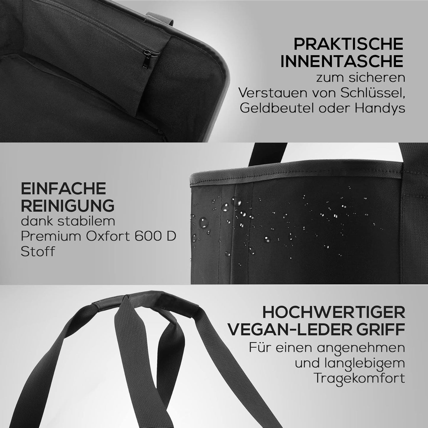 Faltbarer Einkaufskorb, Schwarz