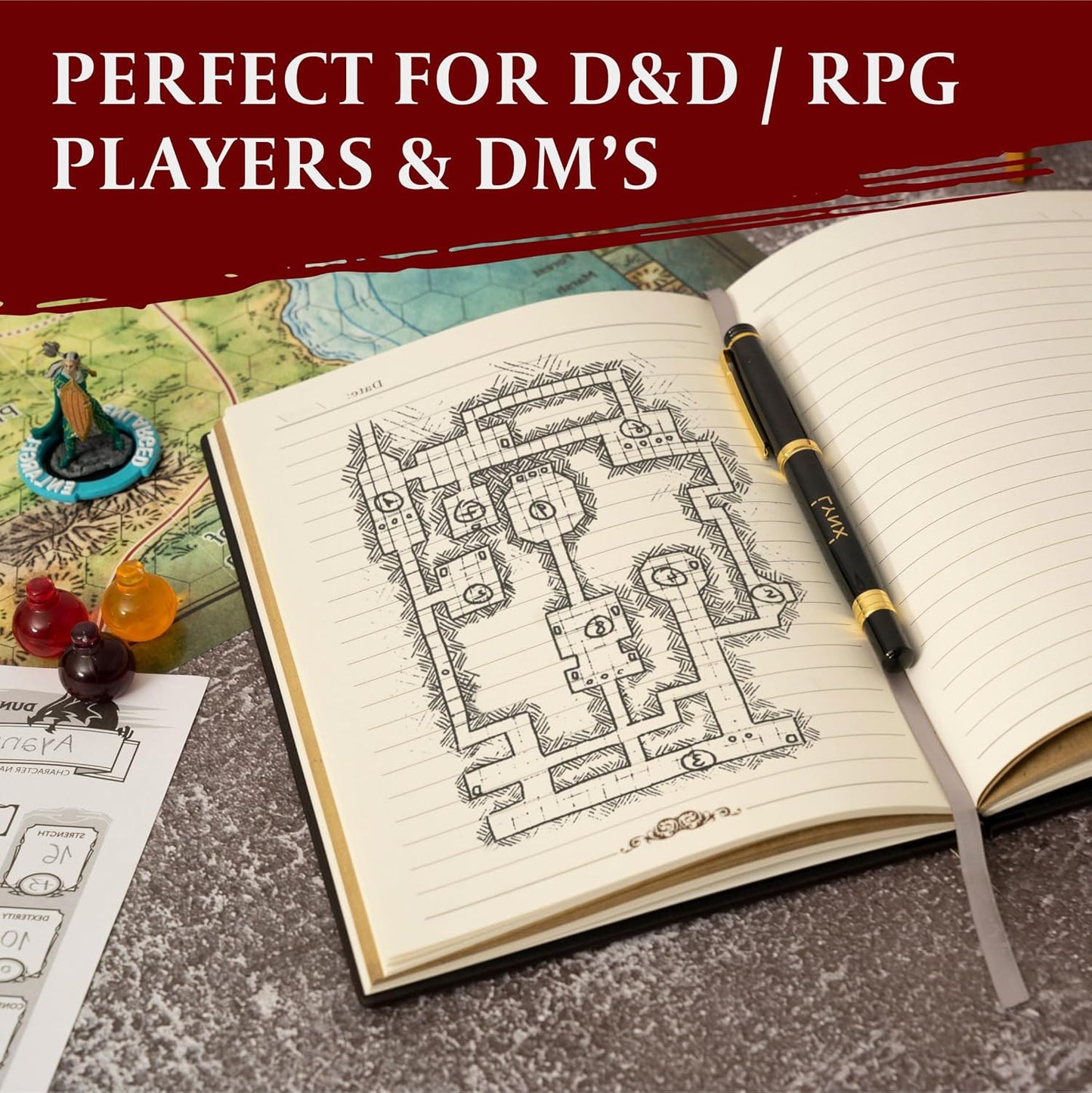 RPG Notizbuch mit 3D Drache Motiv & Stift, Drache Bronze