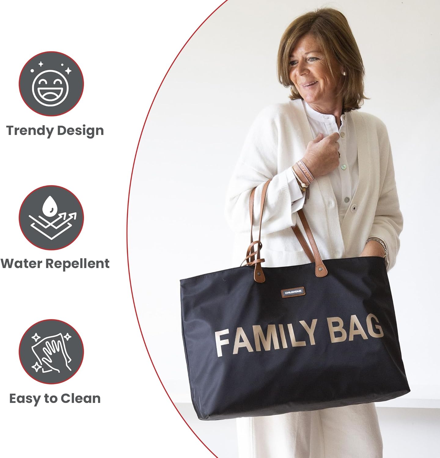 Wickeltasche Family Bag, Schwarz/Gold