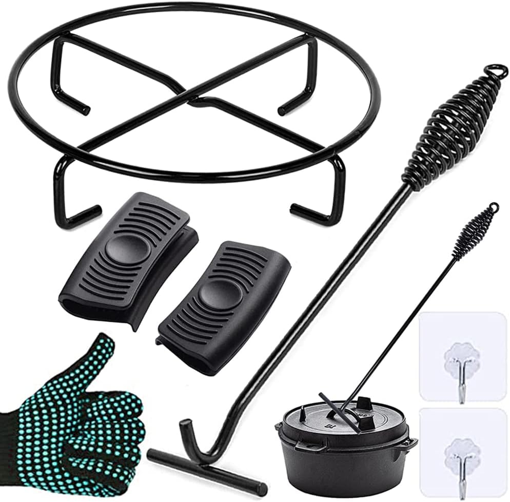 Dutch Oven Zubehör Set, 26cm Deckelheber und Untersetzer