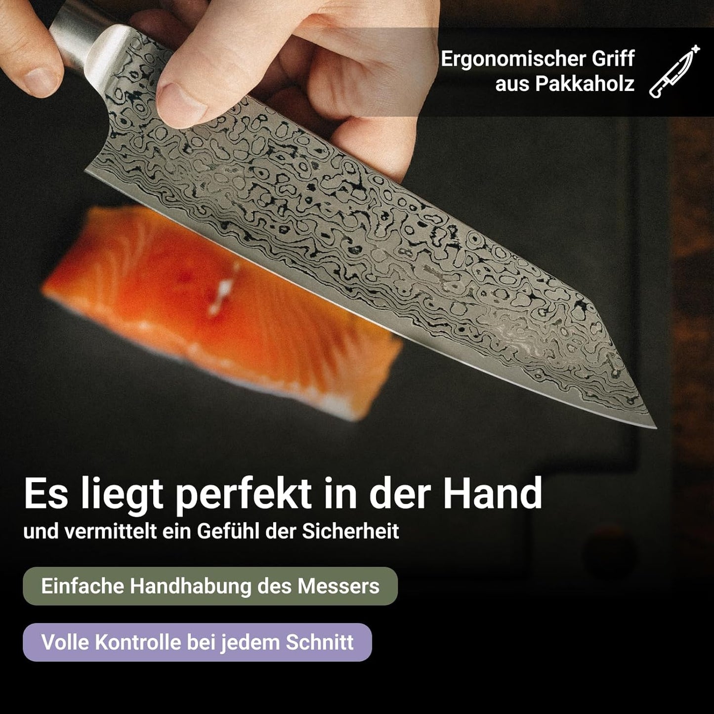 3-teiliges Küchenmesserset (Santoku, Kiritsuke, Office), Set 3-teilig AKIRA, YUNO, SANJI