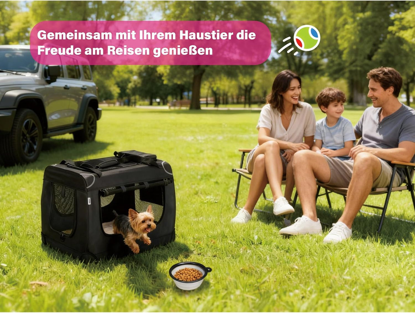 Faltbare Hundetransportbox, XL Schwarz