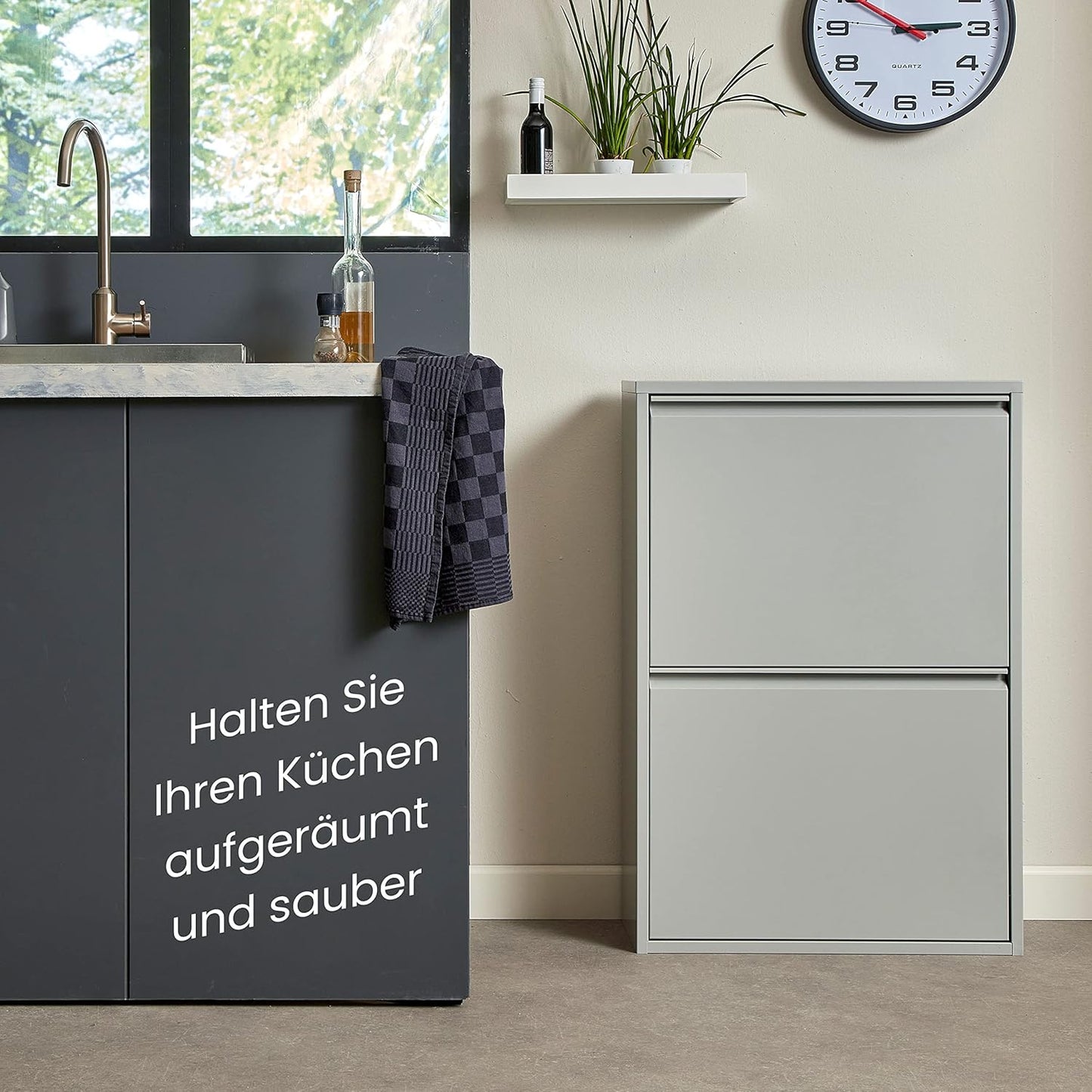 Küchenmülleimer, Grau 4 X 15 L