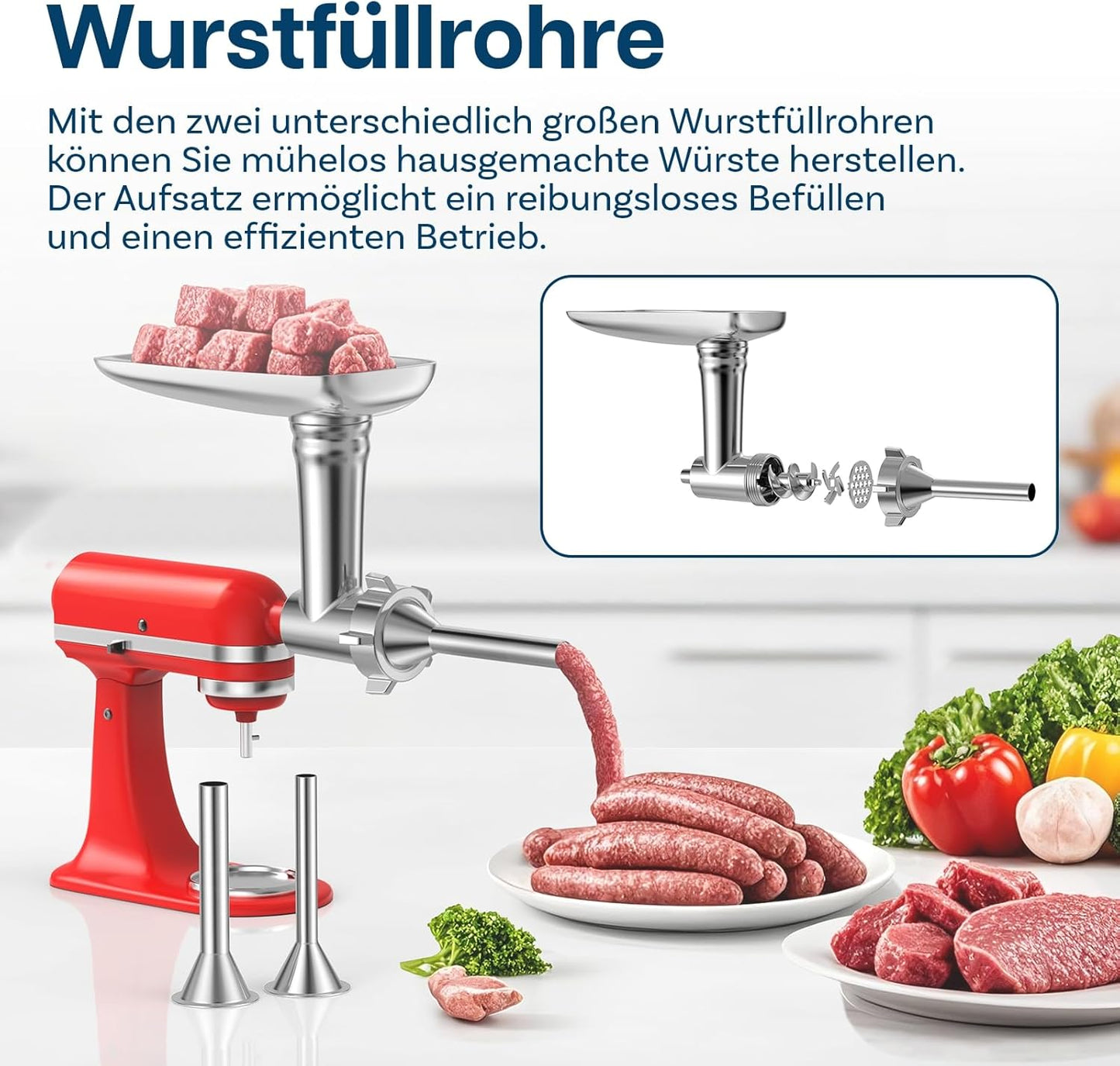 Fleischwolf-Aufsatz für KitchenAid Mixer, Fleischwolf