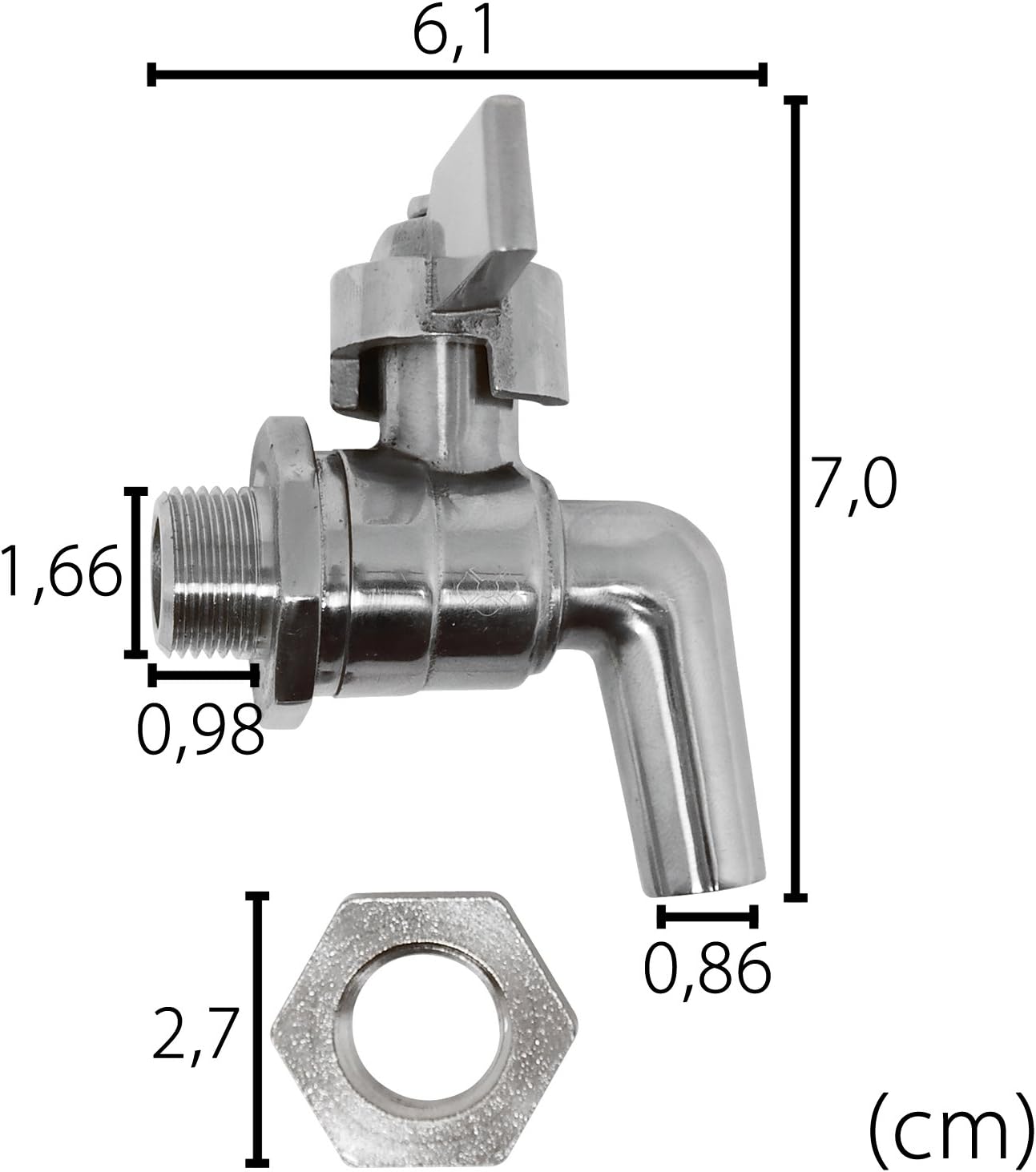Auslaufhahn für Einkoch-, Glühwein- und Brauautomaten, 3/8-Inch
