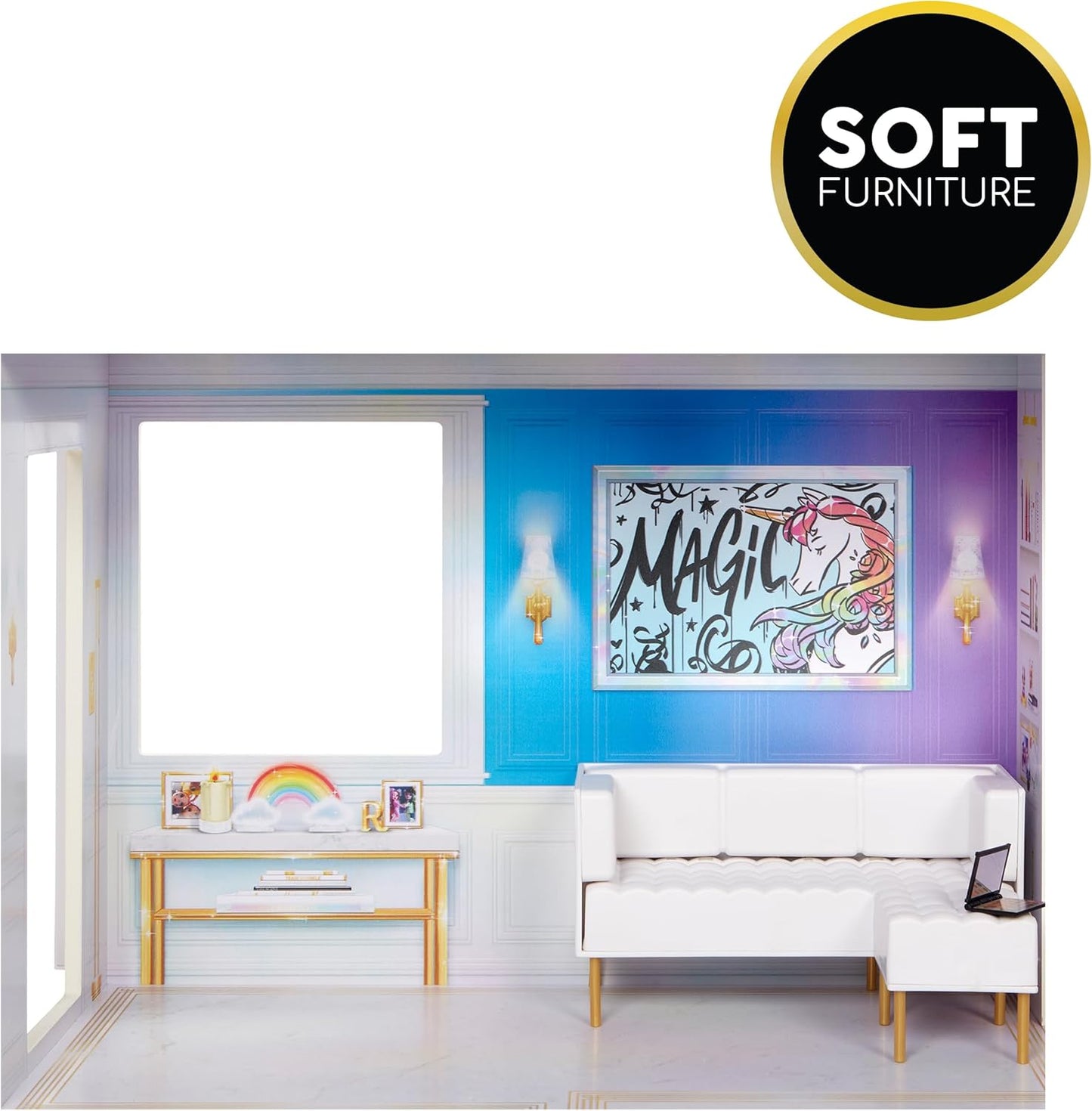 3-stöckiges Holzpuppenhaus mit Lift, 2023 Rainbow High Townhouse