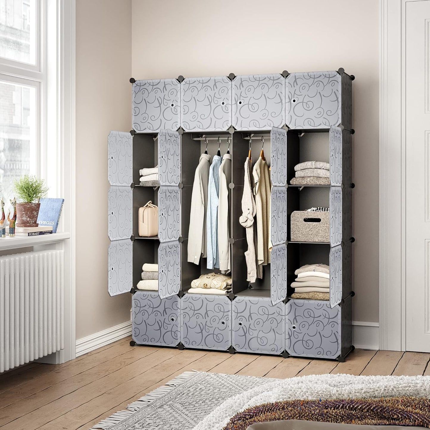 Modularer Kleiderschrank mit 20 Würfeln, Schwarz