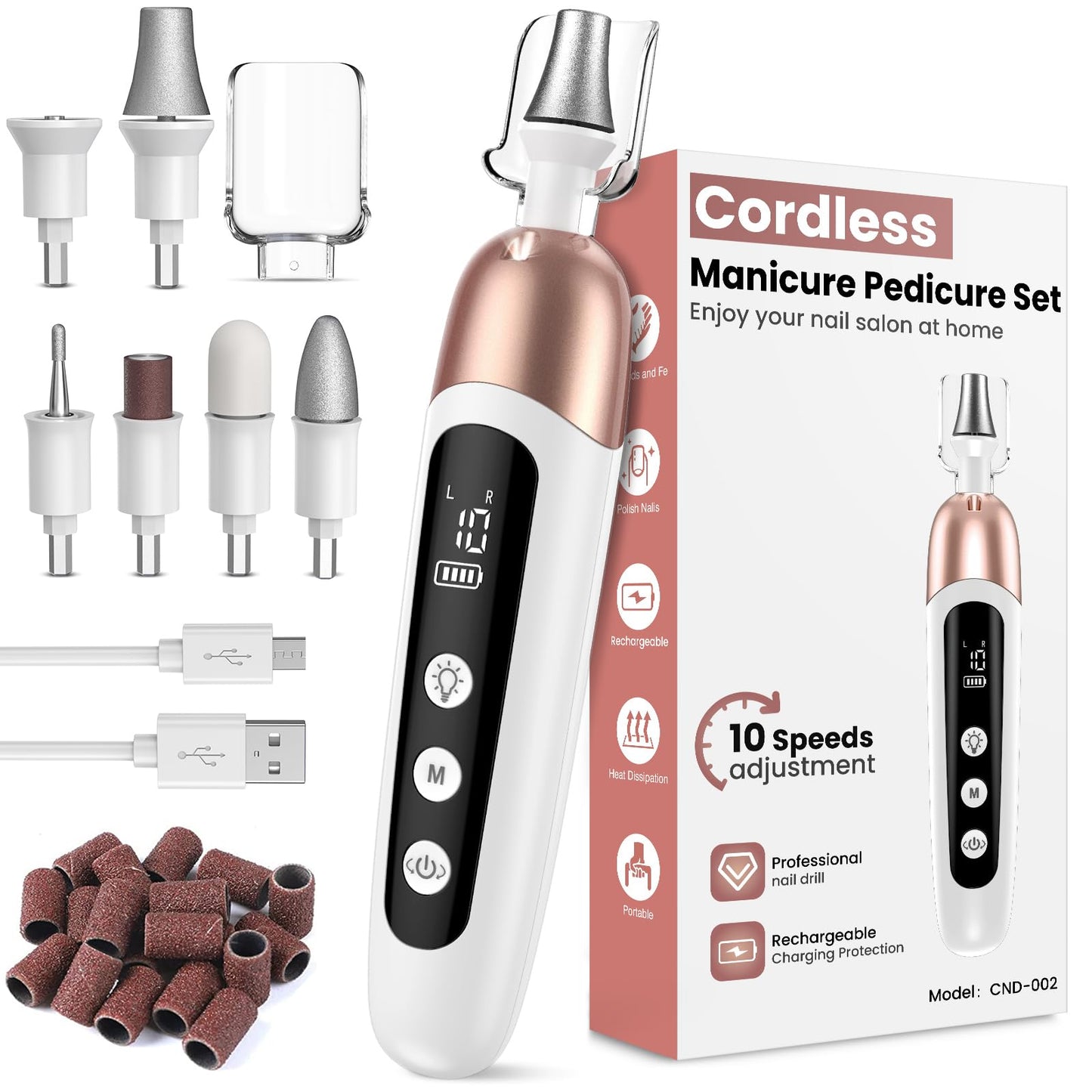 Nagelfräser-Set mit 6 Aufsätzen