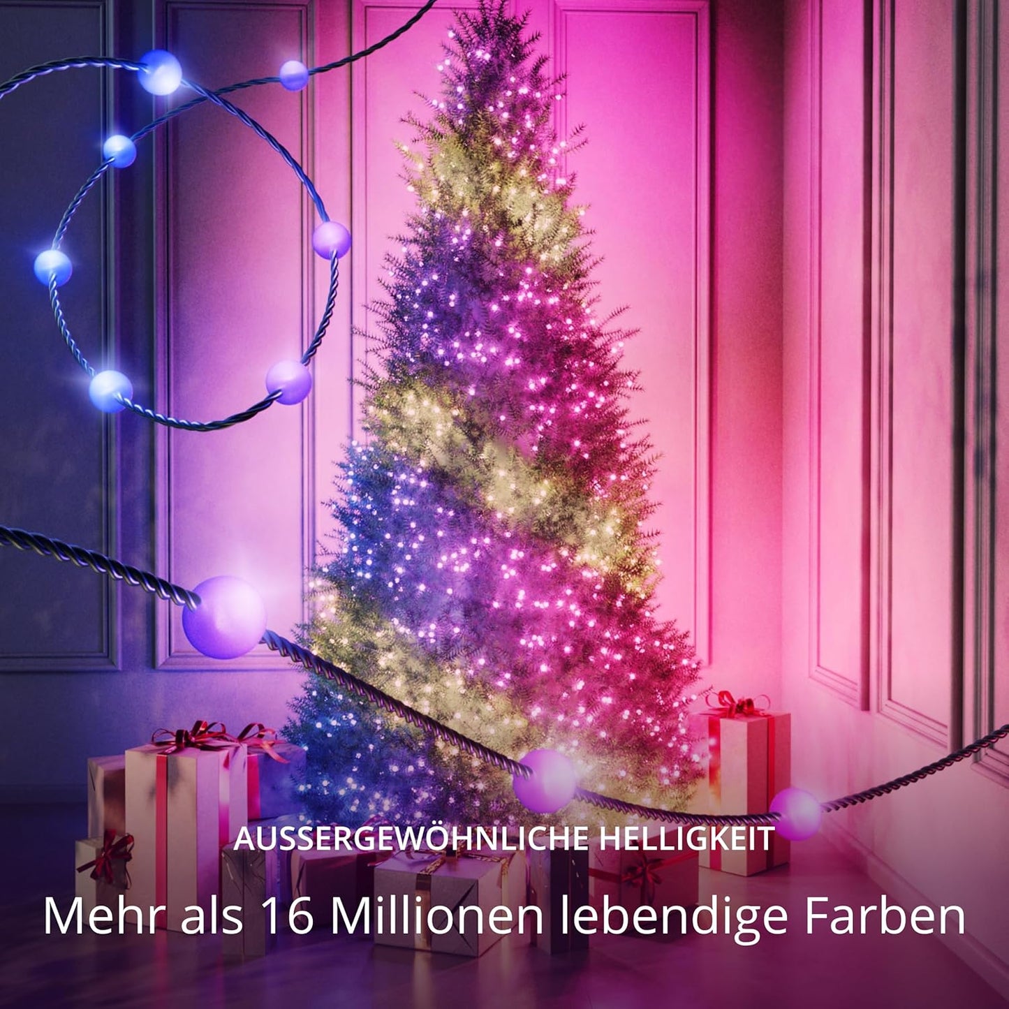 App gesteuerte LED-Perlenlichterkette (100 Perlen), Grüne Faden 6m