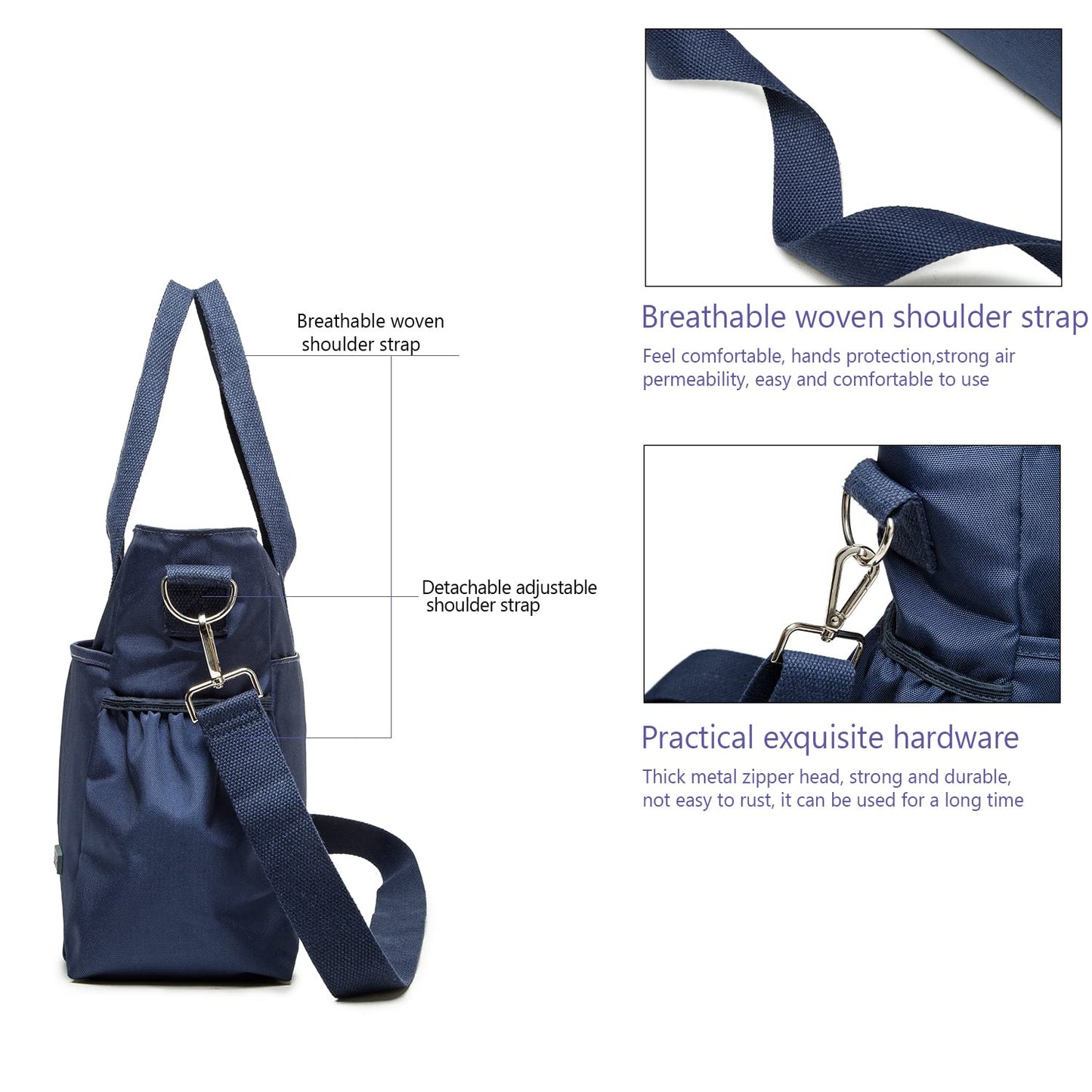 Baby Wickeltasche für unterwegs mit Isoliertasche, 40 x 28 x 12.8 CM Navy Blau