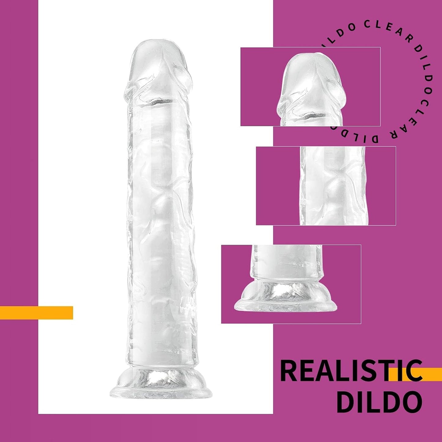 Realistischer Dildo mit Saugnapf, G-Punkt Stimulation, Clear XL (1er Pack)