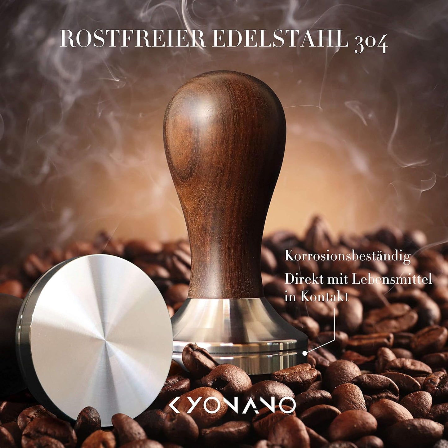 3-teiliges Barista Set mit Tamper, Matte und Milchkännchen, 51mm Chacate Pretoholz