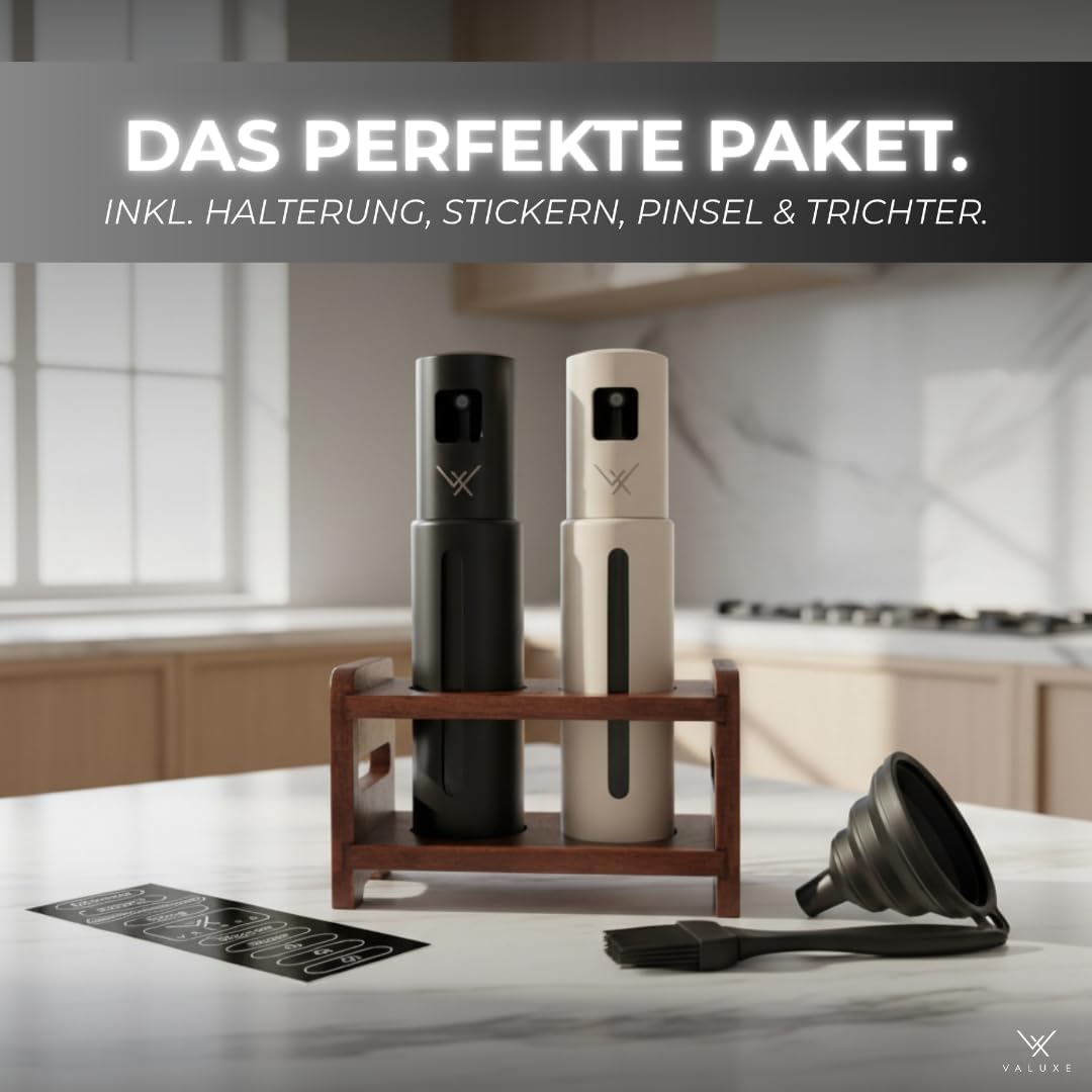 Zerstäuber für Öl und Essig, 2er Set Ebony + Creamy