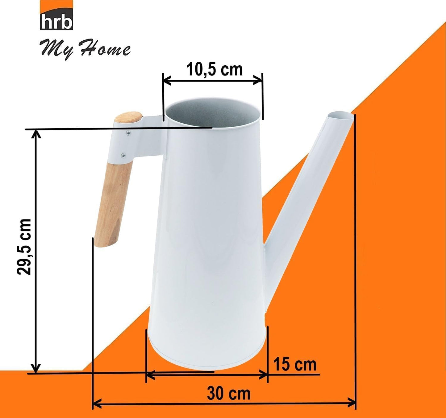 Zinkgiesskanne 3 L mit Holzgriff, feuerverzinkt, Weiss