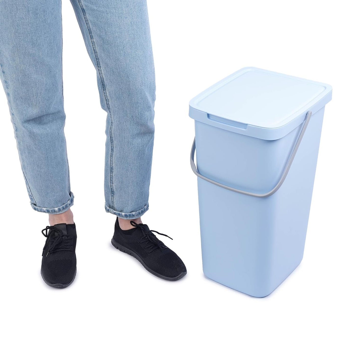 Abfallbehälter mit Deckel und Griff, 25L / Blau