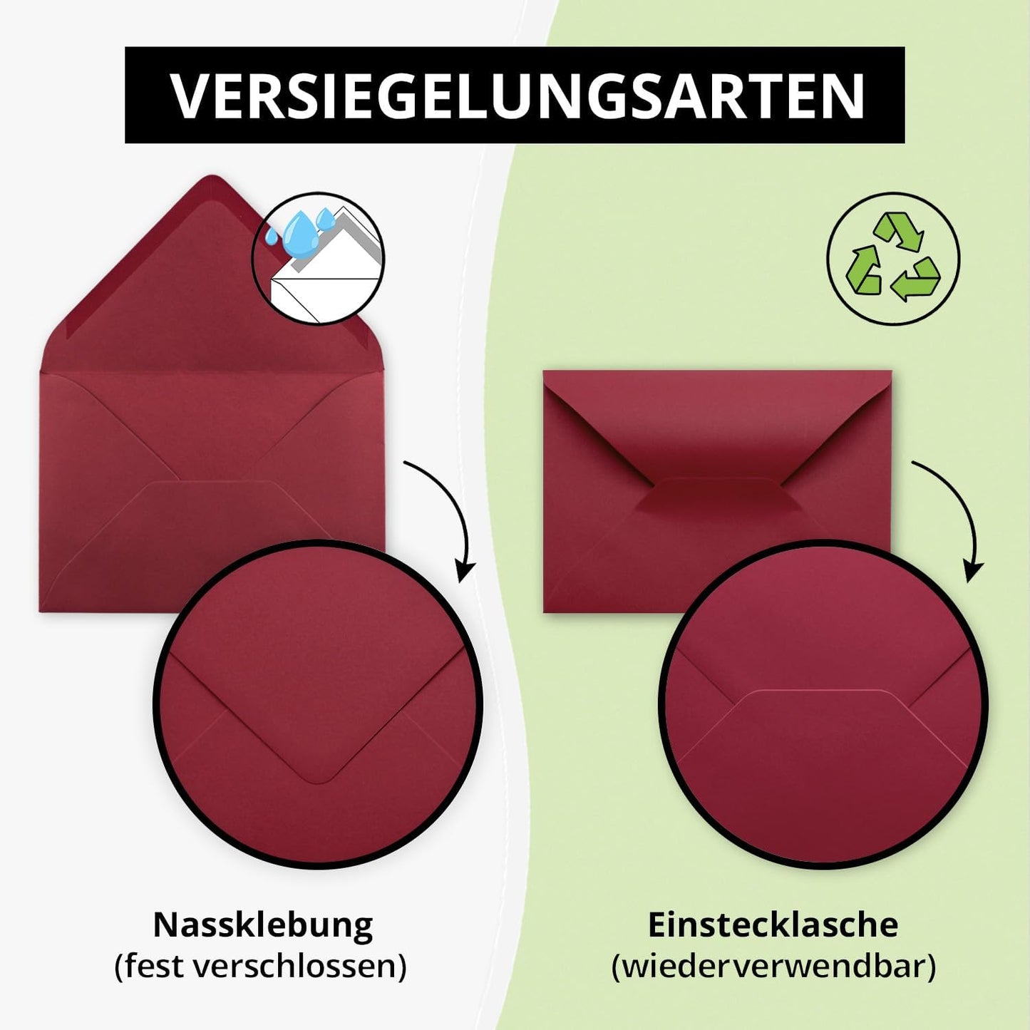 Briefumschläge DIN C6 (200 Stück), 200 Umschläge 14-Dunkelrot