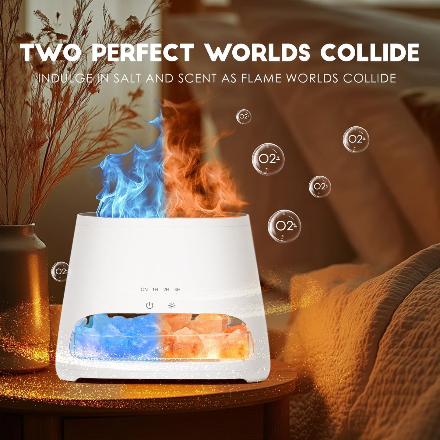 Aroma Diffuser mit LED-Flammeneffekt, Rgb Weiss