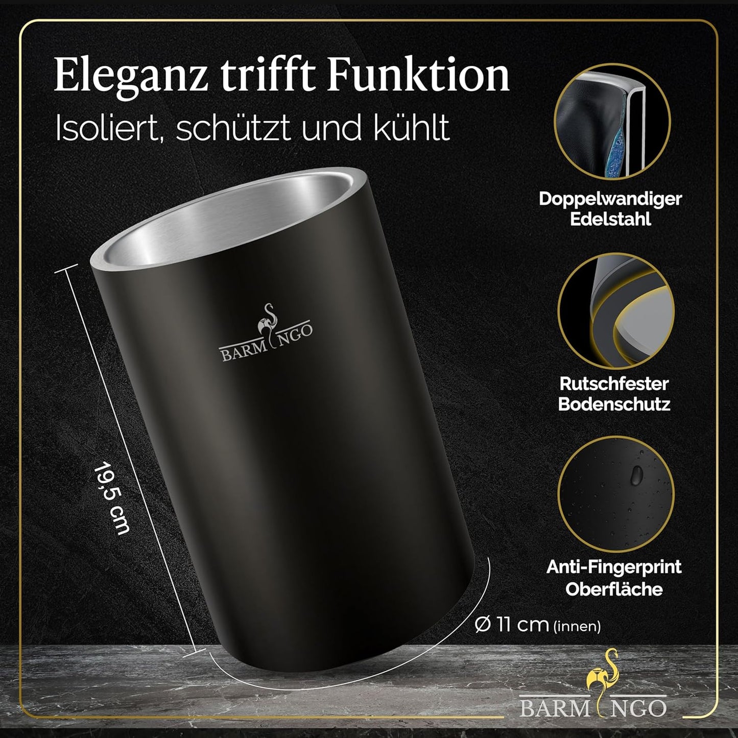 Edelstahl Weinkühler, Schwarz-matt