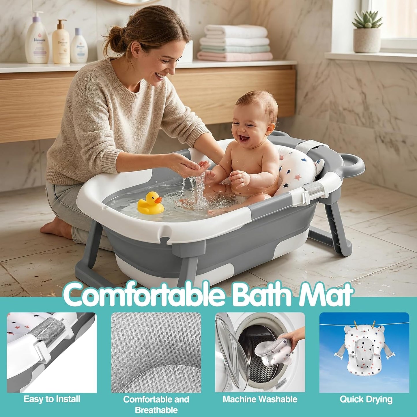 Faltbare Babywanne mit Stützkissen