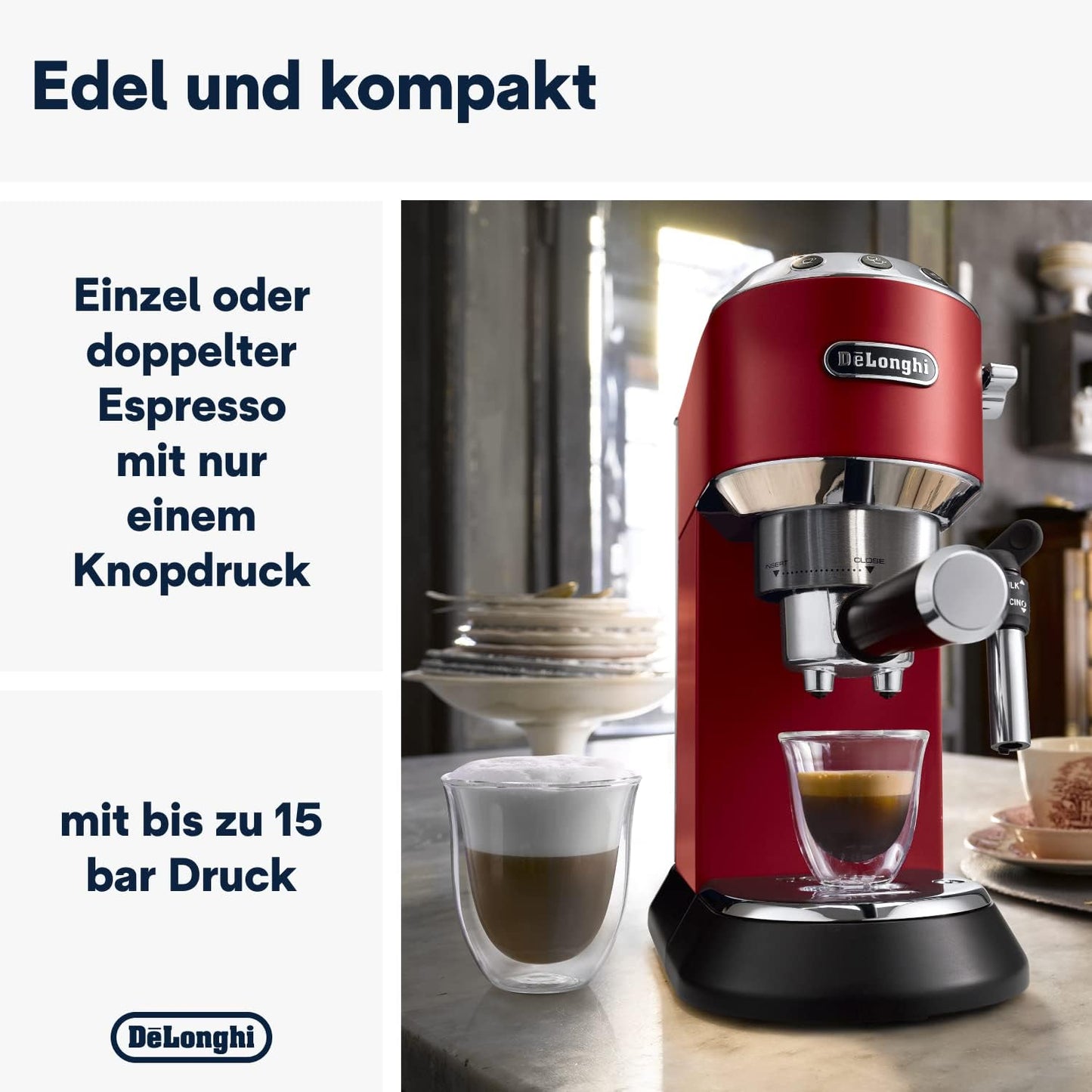 Dedica Espressomaschine, Rot Dedica
