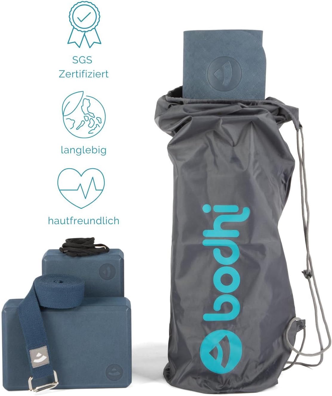 Yoga Starter-Set für Anfänger, Dunkelblau/Hellblau