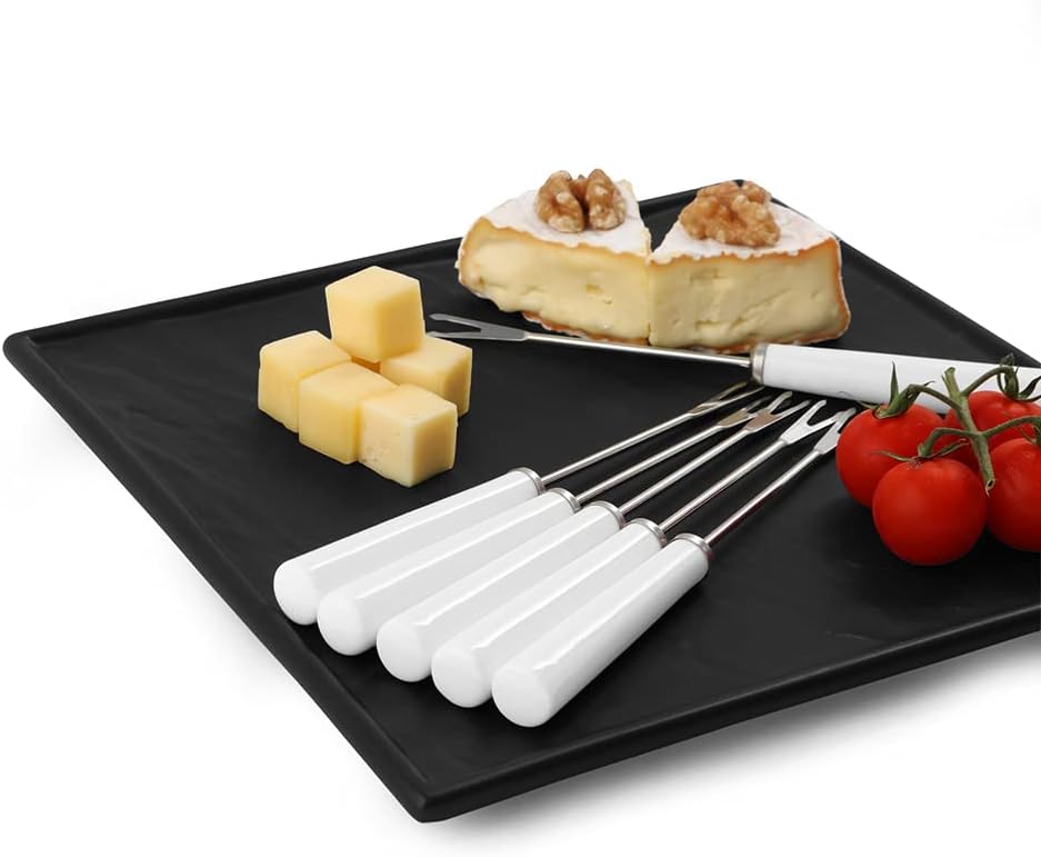 7-teiliges Servierplatten-Set mit Pieksern, Design Schiefer Schwarz 25,5cm
