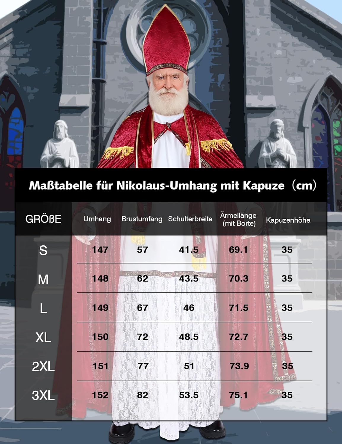 Weihnachtsmann Bischof Kostüm-Set für Erwachsene, S