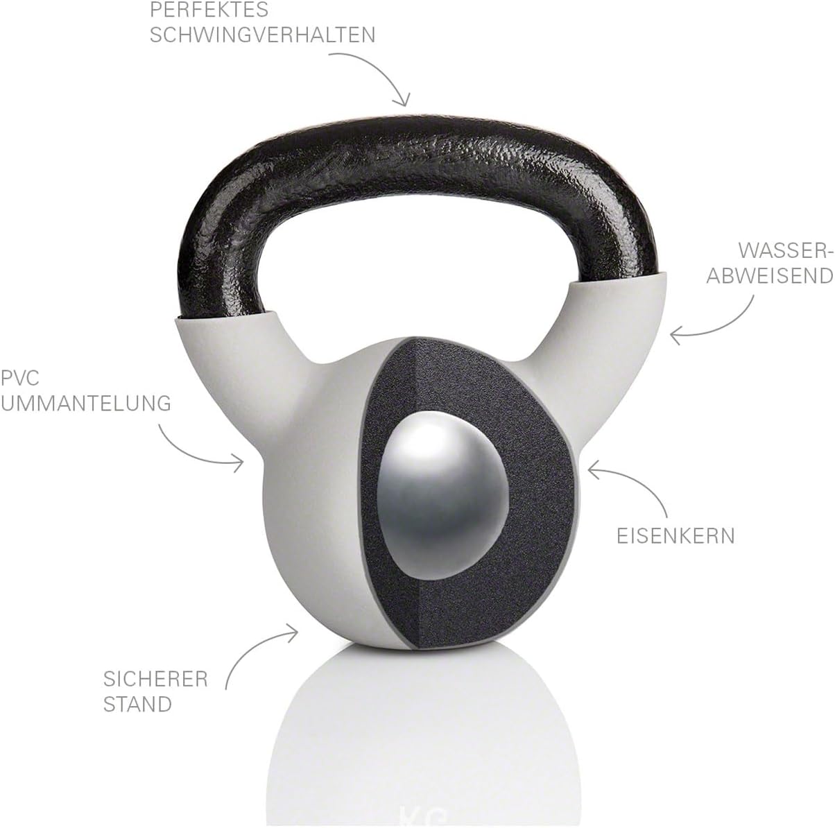 Kettlebell Kugelhantel für Fitness, B - 6kg, grau