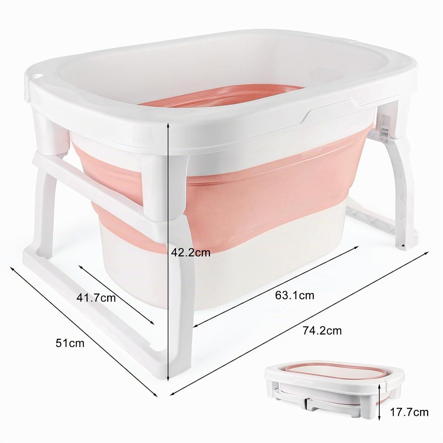 Zusammenklappbare Babybadewanne mit Badesitz, 72 * 51 * 42cm Rosa