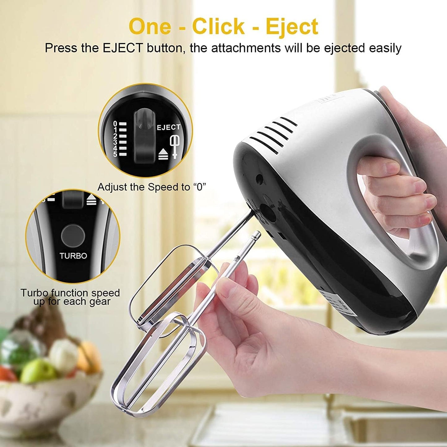 Handmixer mit Zubehör-Set, Silbergrau
