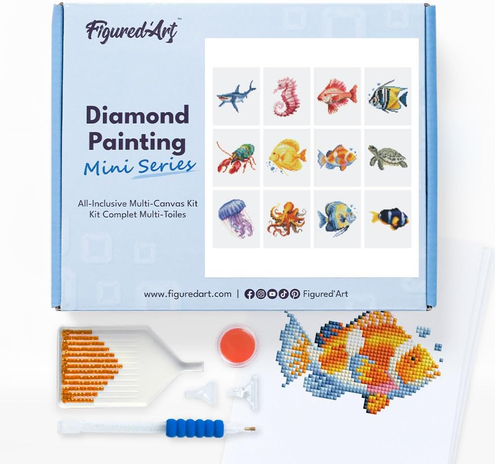 Mini Serie Diamond Painting Set mit 12 Stück, Meereswesen Serie PROBLEMYOUMUSTCHECK