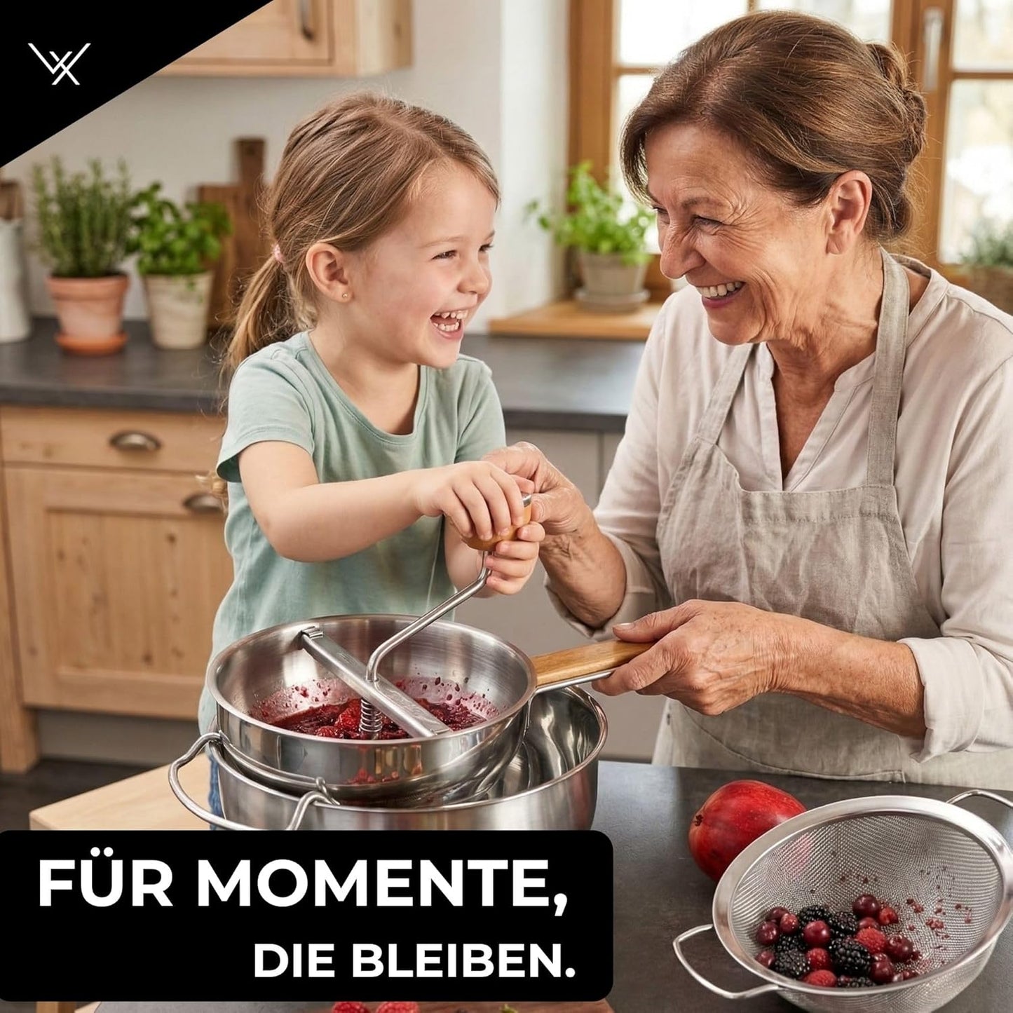 Passiermühle mit 3 Siebeinsätzen
