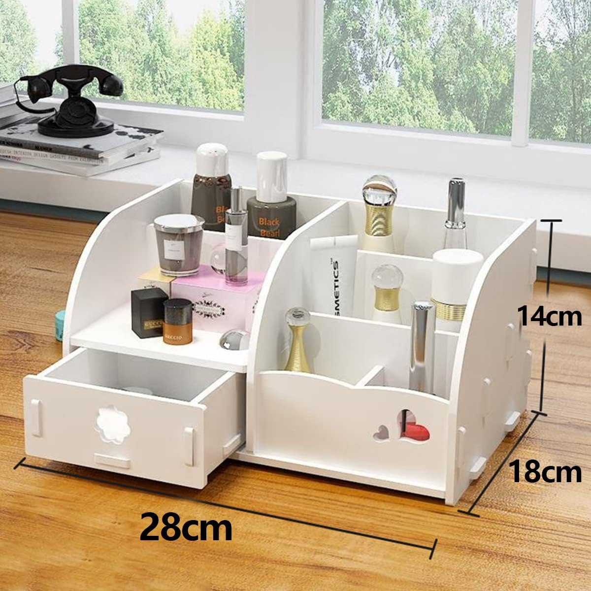 Make-up-Organizer mit Schubladen für Schminktisch, Weiss 28 X 19 X 14 Cm