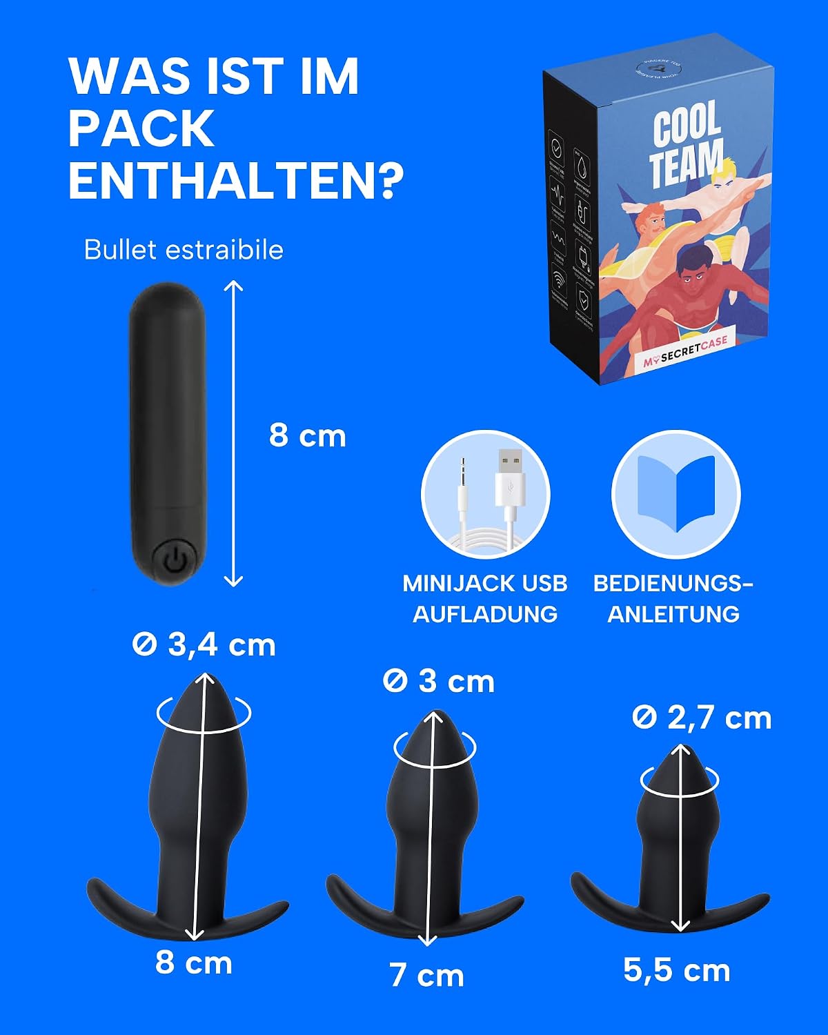 3-teiliges Analplug Vibrator-Set Cool Team mit Fernbedienung, Cool Team