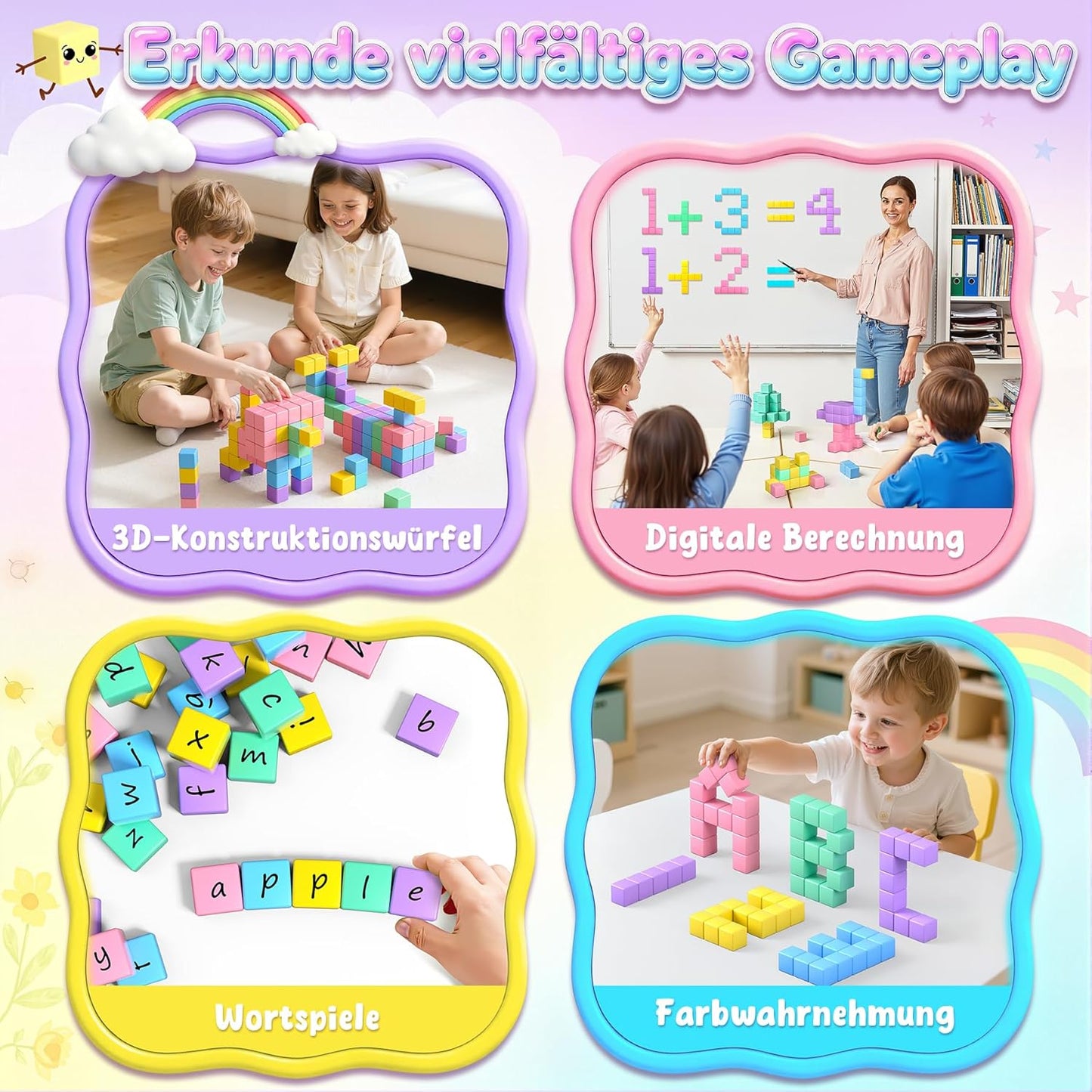 48-teiliges magnetisches Bausteine Set, Macaron-Farben, A-48 Stück