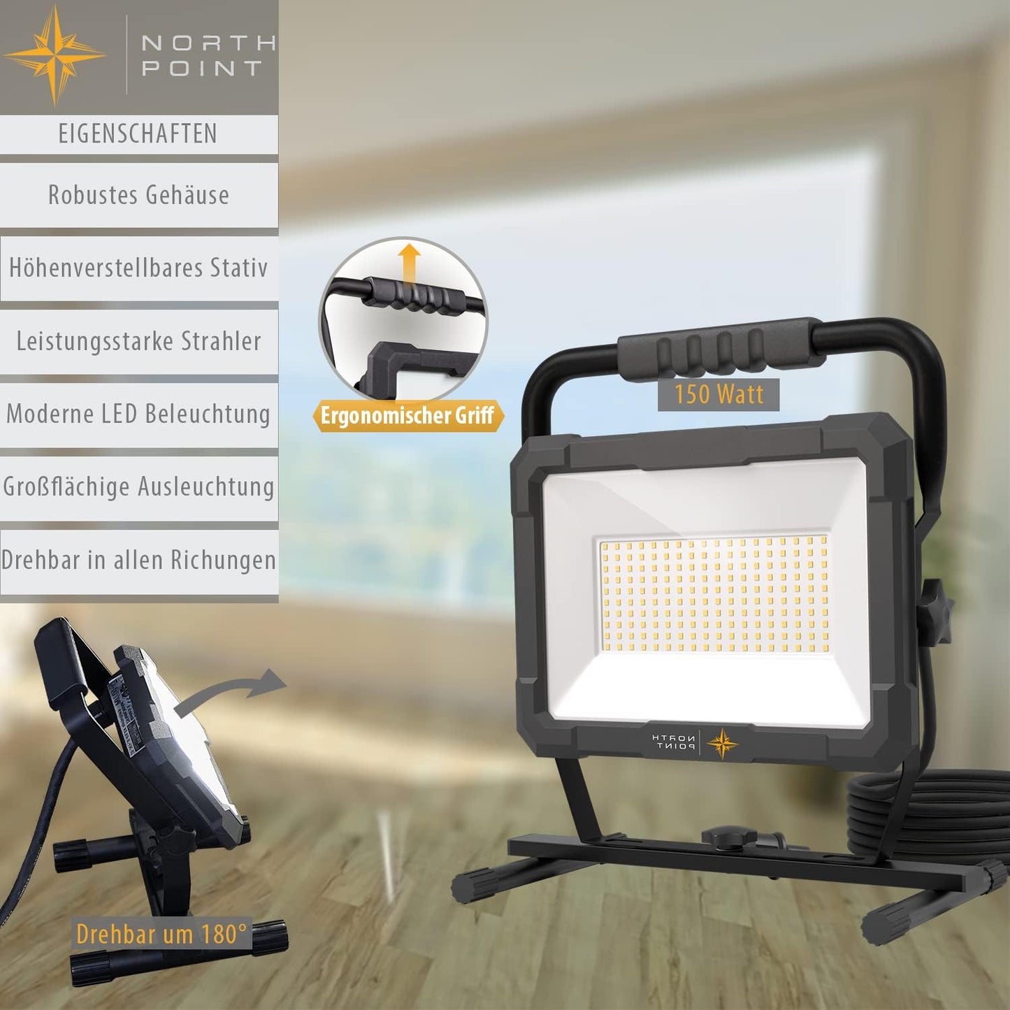 LED Baustrahler mit Stativ, 150w