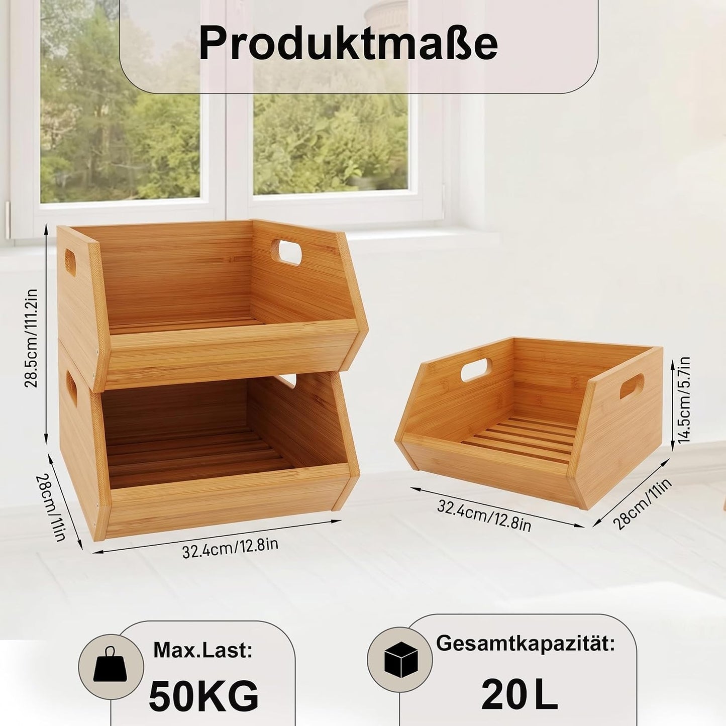 2-stufiger Bambus Obstkorb, 2-stufiger Obstkorb