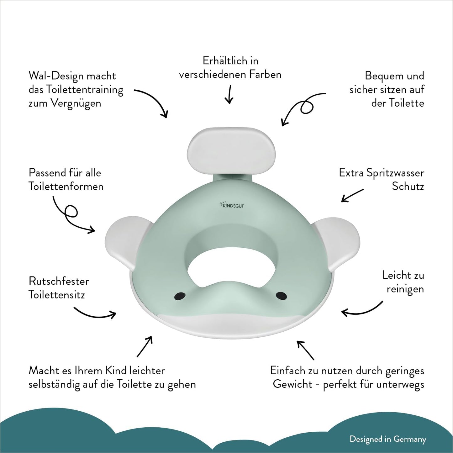Toilettenaufsatz Wal, Aquamarin