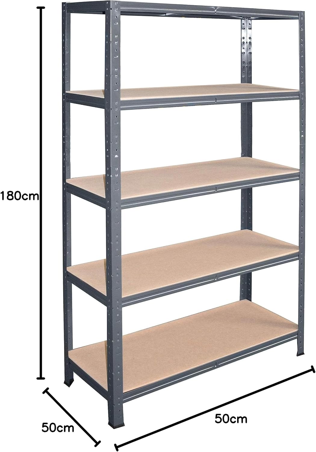 Home Schwerlastregal mit 5 Böden, H: 180cm / B: 50cm / T: 50cm