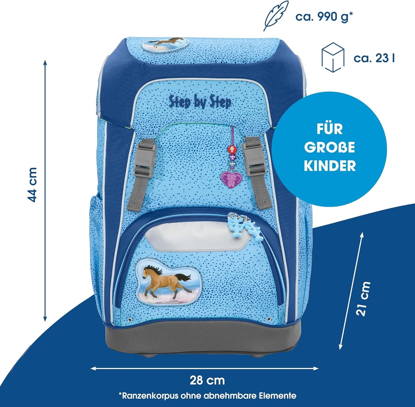 Ranzen-Set GIANT, 5-teilig, Wild Horse - Blau
