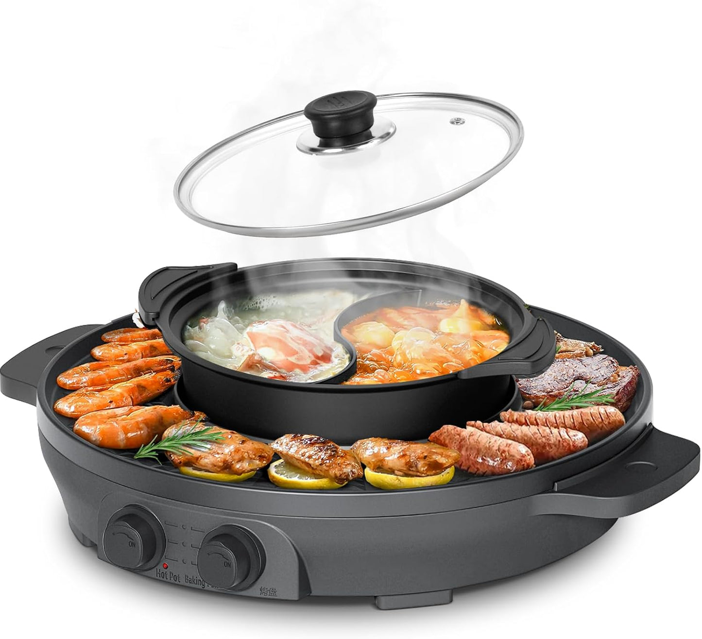 Hot Pot & Raclette Grill, Breite 39 cm - Hot Pot abnehmbar