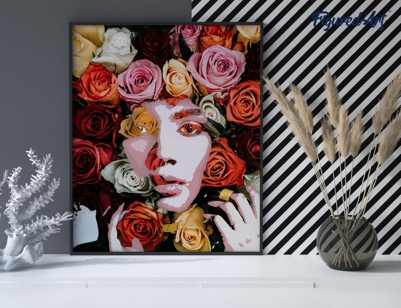 Malen nach Zahlen Set mit Keilrahmen Rosengesicht, Rosengesicht 40x50cm Mit Keilrahmen (nicht gespannt)