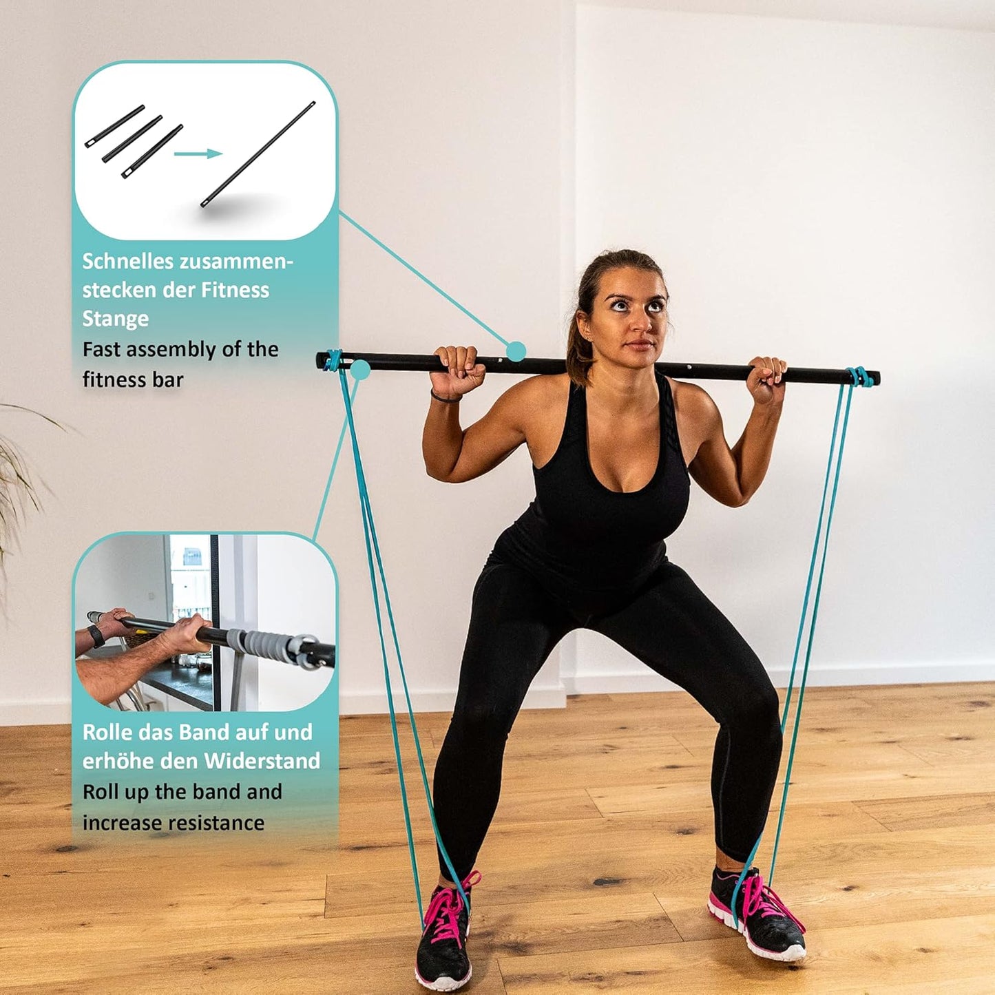 Schlingentrainer und Widerstandstrainer Set, TÜR + WAND + STANGE Paket
