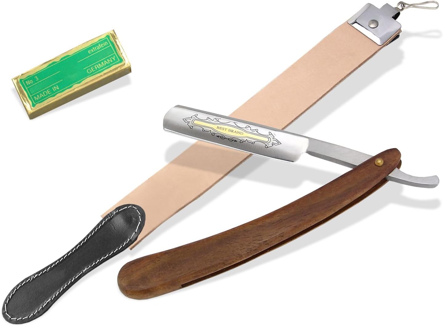 Rasiermesser-Set mit Abziehleder & Paste
