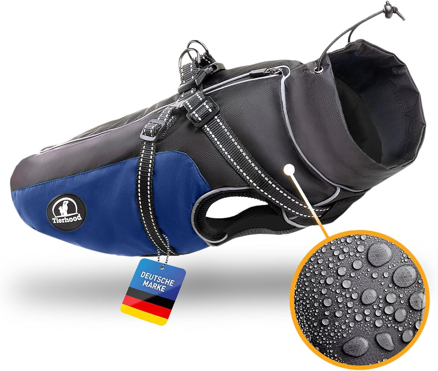 Regenmantel für Hunde, XS (Brustumf. 54-60cm) (Rückenl. 43-45cm) Blau