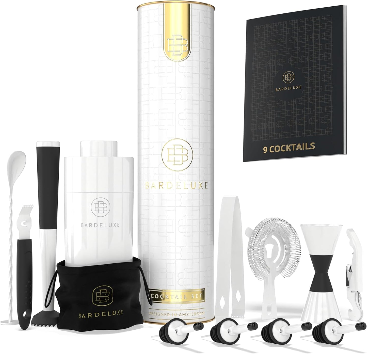 12-teiliges Cocktailshaker-Set, Weiss