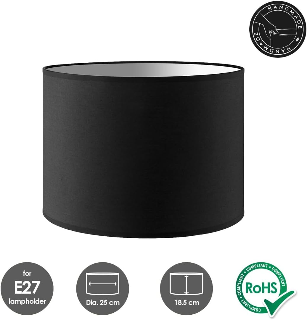 Dekorativer Tischlampenschirm Bling, Schwarz 25cm durchmesser 18,5cm höhe