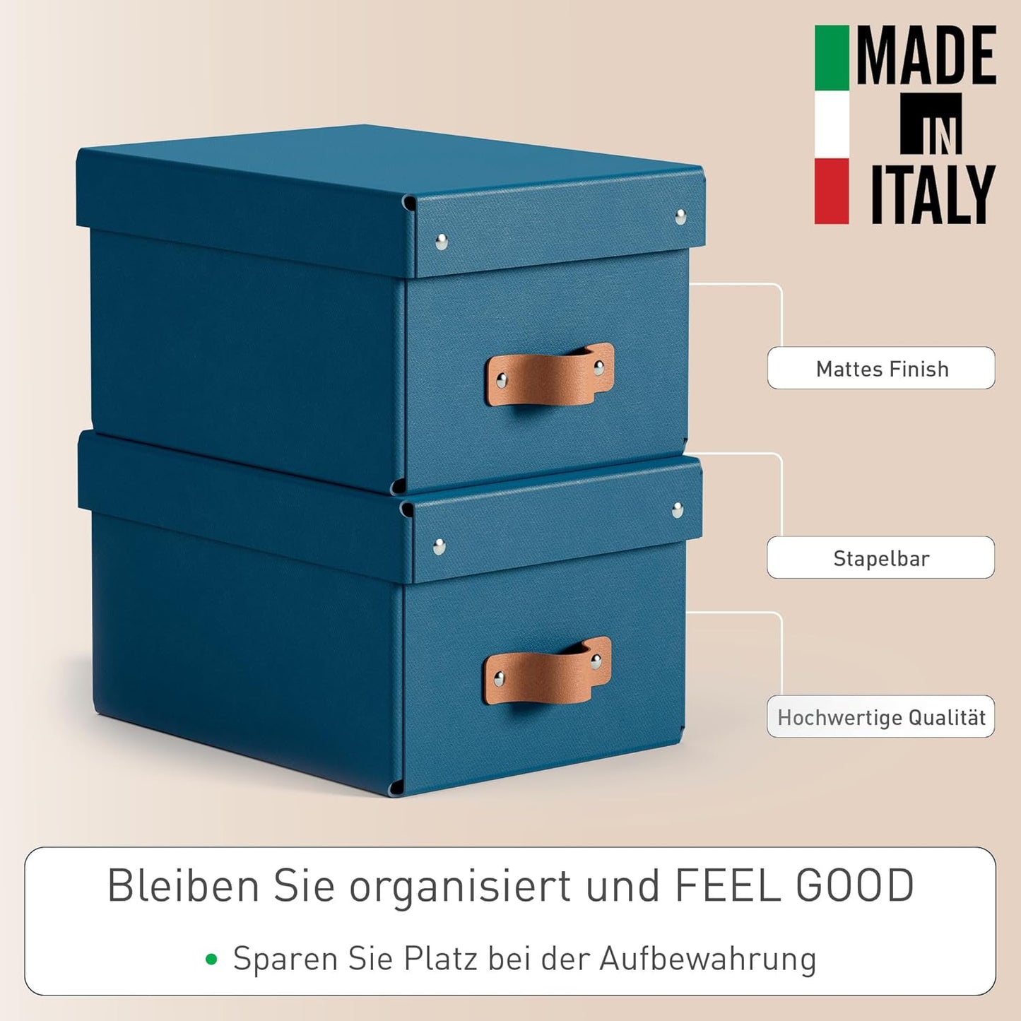 Aufbewahrungsboxen Puro mit Deckel, 2 Stück, Box klein Blau