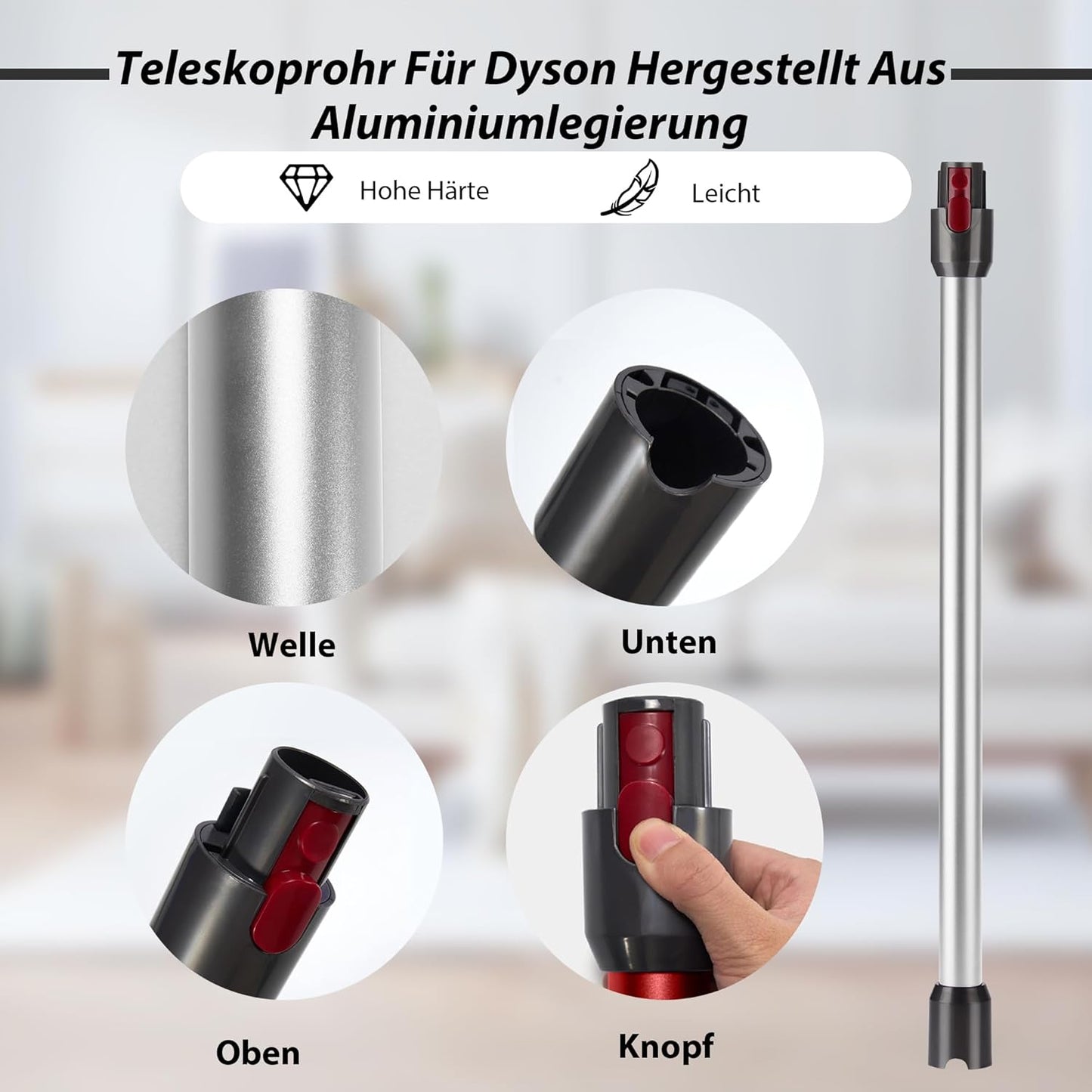 Teleskop-Verlängerungsrohr für Dyson, Silber