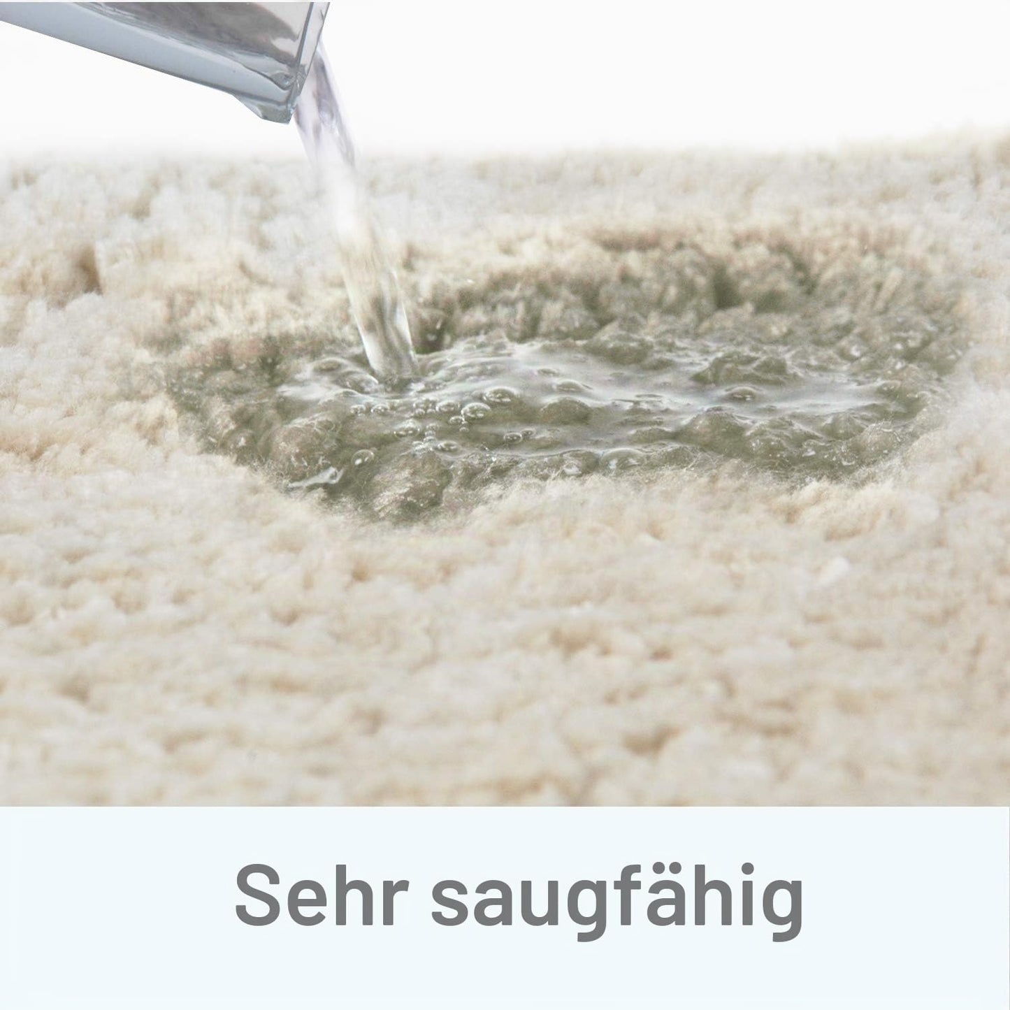 Rutschfester Hochflor-Badteppich, 60x90 cm, 60 x 90 cm (Rechteckig) Beige